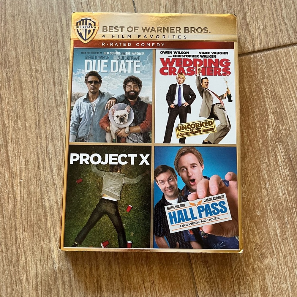 NEW set of 4 Warner Bros movie DVD project X Due Date Wedding Crashers Hall pass
